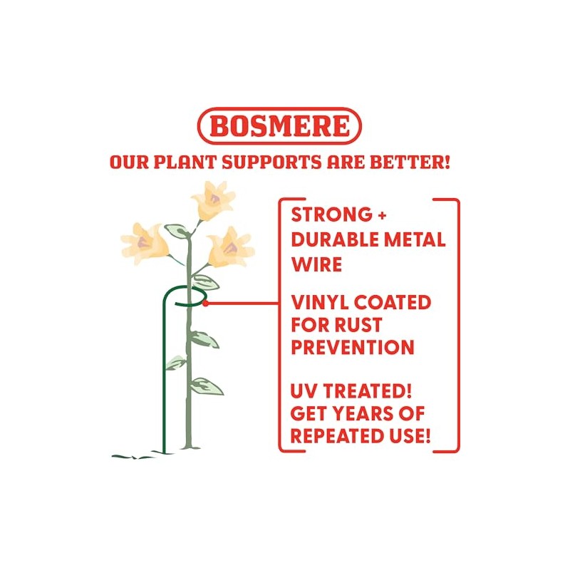 Bosmere E553 48-Inch Plant Stem Support with 6-Inch Hoop, 3-Pack