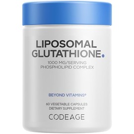 AwiaubCodeage Liposomal Glutathione 1000 mg, GlutaONE Antioxidant Phospholipid Complex, L-Glutathione Reduced Capsules Supplement, Non-GMO Sunflower Oil & Lecithin Essential Phospholipids, Vegan, 60 ct