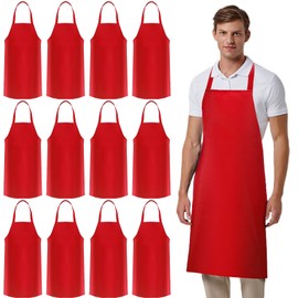 Cabaubl 12 Pack Bib Apron,Unisex Bib Aprons,Plain Bib Aprons Bulk for Women Men Adult,Chef Bib Apron for Kitchen and Restaurant Cooking Crafting BBQ Drawing,Machine Washable,32 x 28 inch