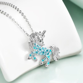 luomart Unicorns Necklace Gifts for Girls,Rainbow Unicorn Necklaces Jewelry Gift for Women Boys Teen Girl Unicorns Lovers (Unicorn Aqua)