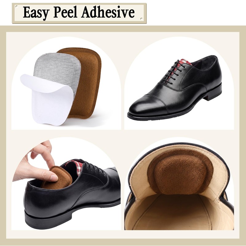 8 Pairs Shoe Tongue Pads, Non Slip Cushion Inserts,Brown,L