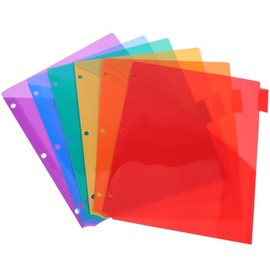 Separadores de Carpeta de Plástico con Pestañas, Carpeta de 3 Anillas Tamaño Oficio, 6 Separadores con Bolsillos E Índice Multicolor para Organización