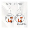 Fox Pendant Necklace and Earrings Set, Silver Tone with Orange