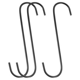 uxcell 3Pcs S Hooks for Hanging, 7.9 Inch Extra Long Iron Hangers for Wardrobe Kitchen Workshop Closet Bathroom Garden, Black