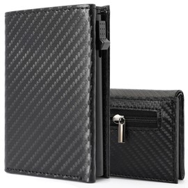 Valveric Men's Wallet, Magnetic Smart Wallet, Small Men's Wallet with Coin Compartment & RFID Protection, 9 Card Slots for Cards & IDs, Leather Wallet, Black carbon, 主义