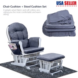 Cotton Cushion Set For Baby Nursery Relax Rocker Rocking Chair Glider Ottoman US