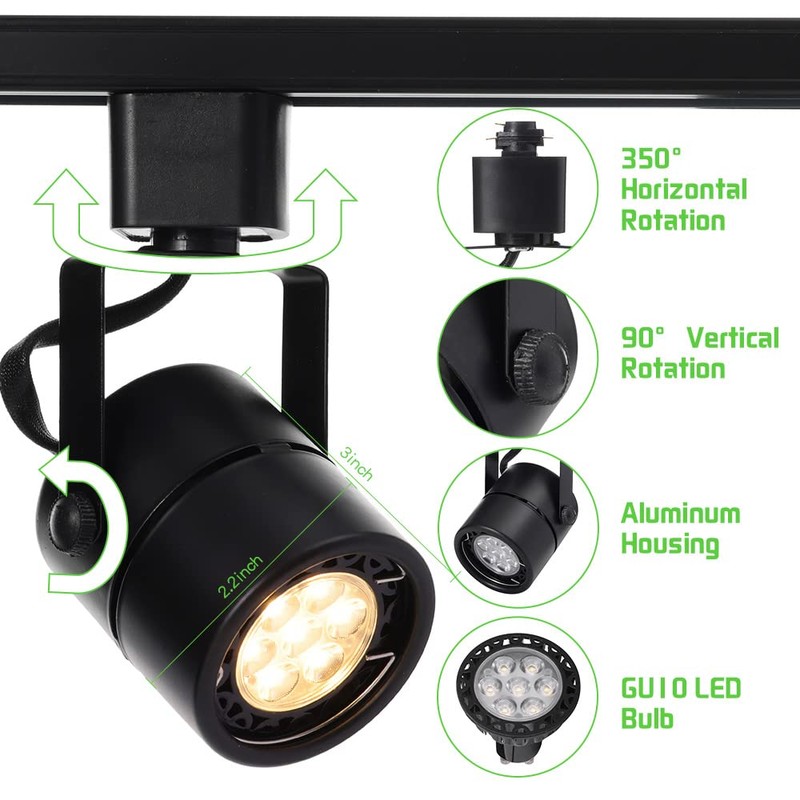 INTWELL 12 Pack LED Track Light Heads,7W H Type Track