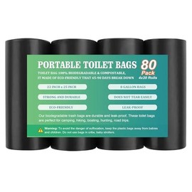 80 PCS Portable Toilet Bags for Camping  Biodegradable Porta Potty - 8 Gallon Thickened Waste Fit 5 Bucket Poop Bag Trash Home Boating Travel Outdoor - Color: 80 Count