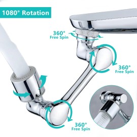 Happup 1080°Swivel Faucet Extender, Sink Water Faucet Aerator Extension in Brass, Sw...