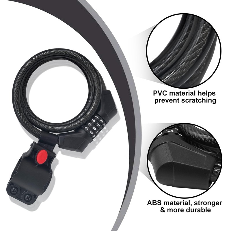NDakter Bike Lock Cable,High Security 4 Digit Resettable Bike Lock