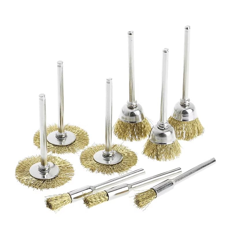 TorSor 12 Pack Wire Brush Set with 1/8'' Mandrel Brass