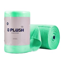 & PLUSH Microfiber Cleaning Cloth Roll - 85 Pack, Tear Away Microfiber Towels, 12" x 12", Reusable, Washable, Streak Free, Ultra Absorbent Dish Rags for Car, Home, Garage or Shop (Green)