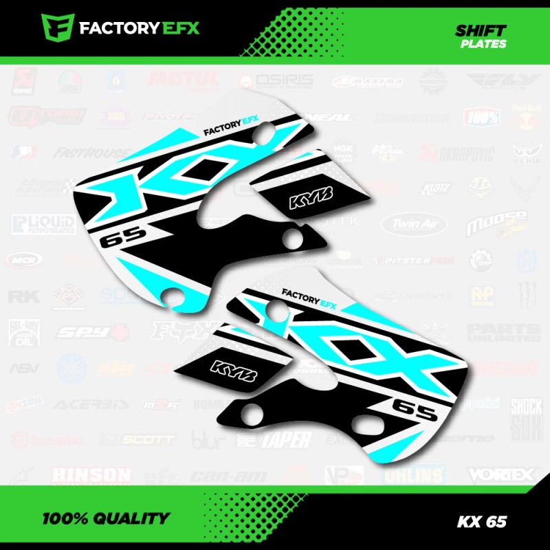 Factory EFX White & Cyan Shift Racing Graphics Kit fits