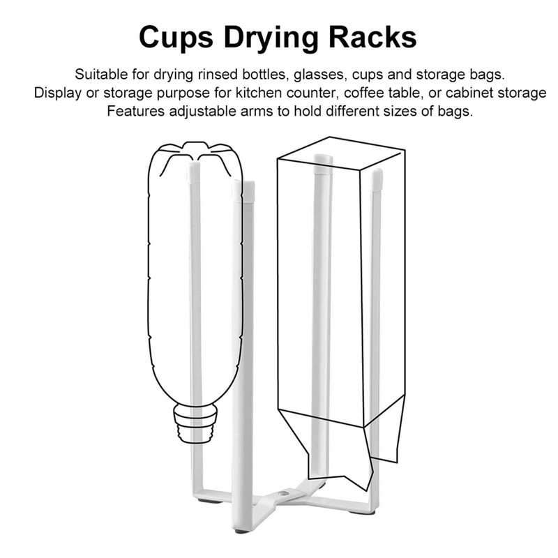 Multifunctional Kitchen Stand Holder for Plastic Bags Bottles Cups, Drying