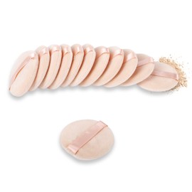 12Pcs Pure Cotton Round Powder Puff, 2.16in,Soft Makeup Puff with Strap for Loose Face Powder, Setting powder, Body powder, Loose Powder, Other powders (Nude)