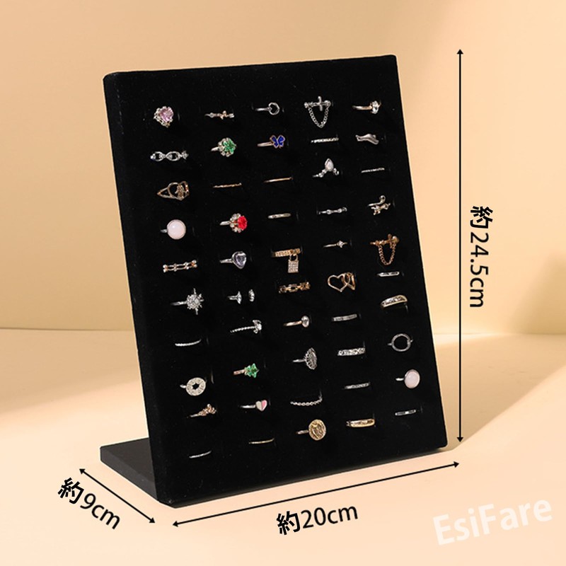 EsiFare Ring Stand, L Shape, Jewelry Storage, 50 Pieces, Velour