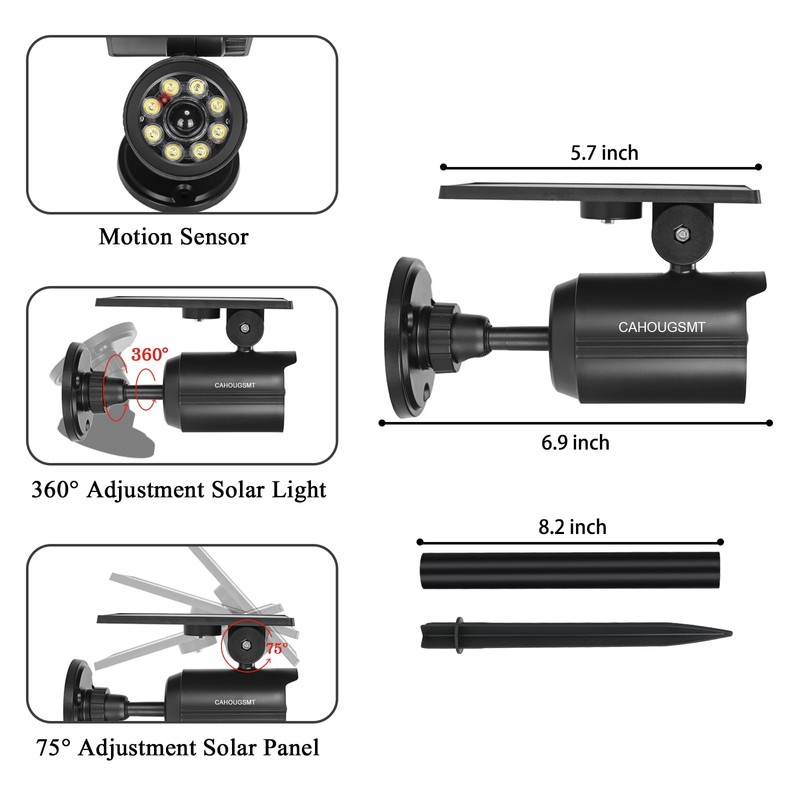 CAHOUGSMT Solar Motion Lights Outdoor 2000LM Security Flood Lights IP67
