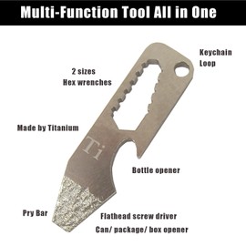 Titanium EDC Multi Tool with Bottle Opener, Pry Bar, and Flathead Screwdriver Tip, Fits Key Ring (1 pc)