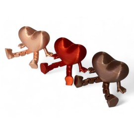 Flexible Articulated Heart-Shaped Toy - Perfect Home Decor & Valentine’s Gift for Her or Him, Available in 3 Colors, Desk Toy for Fidget Lovers - Yorkshire3D (Silk Red)
