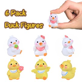 SAURAWAN 6 Pcs Mini Resin Animals Duck Figures, Small Animal Figurines for Kids, Miniature Resin Ducks Figurines for Dollhouse Decor Micro Fairy Garden Landscape Aquarium Tiny Toys, Birthday Gifts