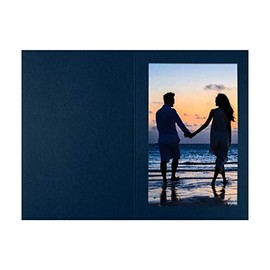 LUXPaper Portrait Photo Holders | 4" x 6" | Nautical Blue Linen | 100lb. Cover | 25 Qty