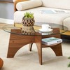 UELKS 31.5" Round Glass Coffee Table for Living Room, Mid