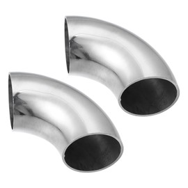 MACHSWON 2pcs OD 1.5" 90 Degree Mandrel Bend Elbow SS304 Stainless Steel Bend Tube Exhaust Elbow Pipe Fit for Car Modified Exhaust System 1.5 Piping Silver Tone