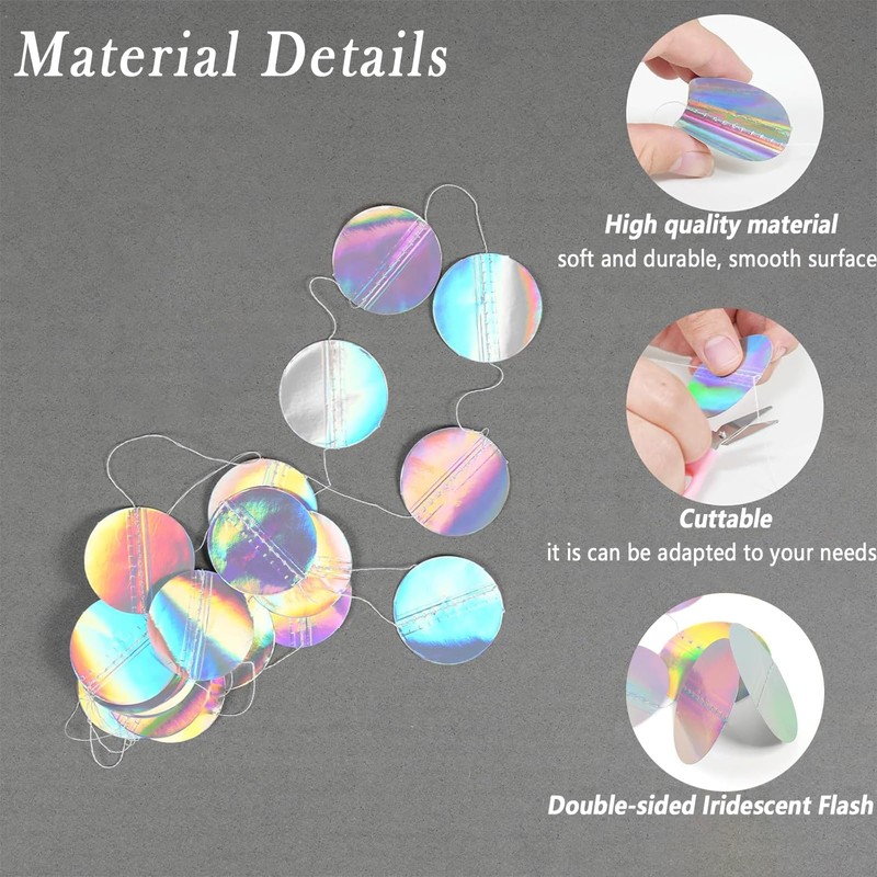 8 m Paper Garland - Pack of 2 Colourful Glitter