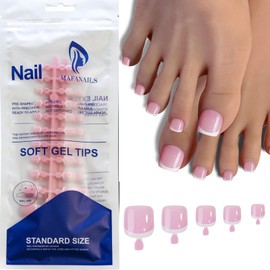 120Pcs Toe Nail Tips - Short White French Tip Toenail Press Ons,Pink Soft Gel Toe Nail Tips, Soak Off Press On Toenails Square Fake Toes for Women Girls Manicure No Glue Stickers 01…
