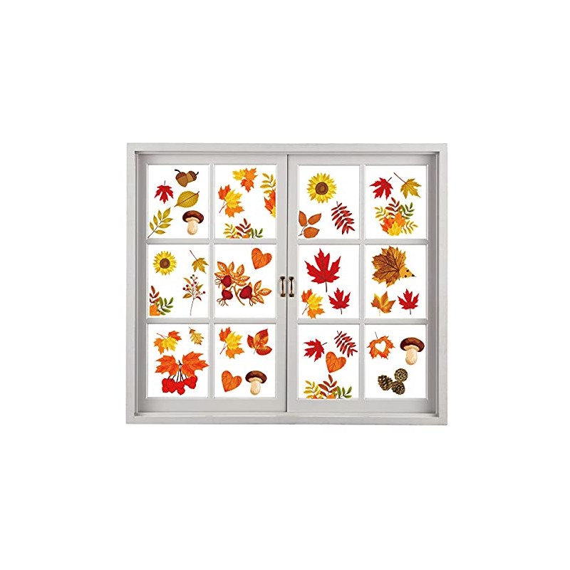 Autumn Maple Leaf Gnome Window Decals - 9 Sheets for