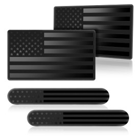 3D Metal American Flag Decal, Black USA Flag Emblem Sticker for Car, Truck, SUV, Motorcycle, Patriotic Car Badges, Bumper, Window, Fender Accessories 