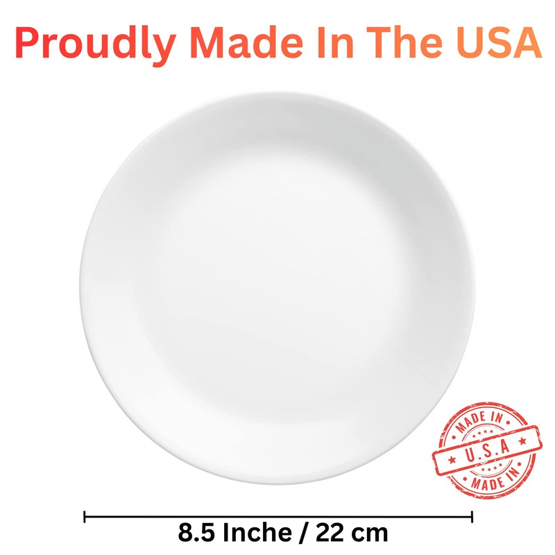 Corelle 8.5-Inch Lunch Plates, Set of 6, Lightweight Vitrelle Glass,