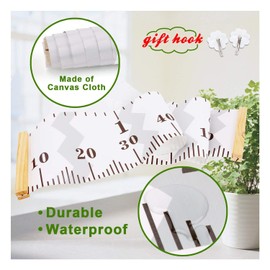 Crazy Curry Kids Growth Chart, Wood Frame Fabric Canvas Height Measurement Ruler from Baby to Adult for Child's Room Decoration 7.9 x 79in (7.9 x 79in, Flamingo)