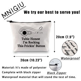 MNIGIU Funny G-Tube Botton Bag Gastronomy Tube Awareness Gift Tubie Honest I'm Rocking This Frickin Button Makeup Bag, Tubie Honest