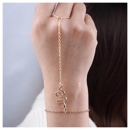 Inilbran Boho Snake Finger Ring Bracelets Gold Snake Slave Bracelet Vintage Serpent Ring Wrist Bracelet Punk Snake Hand Chain Bracelet for Women and Girls