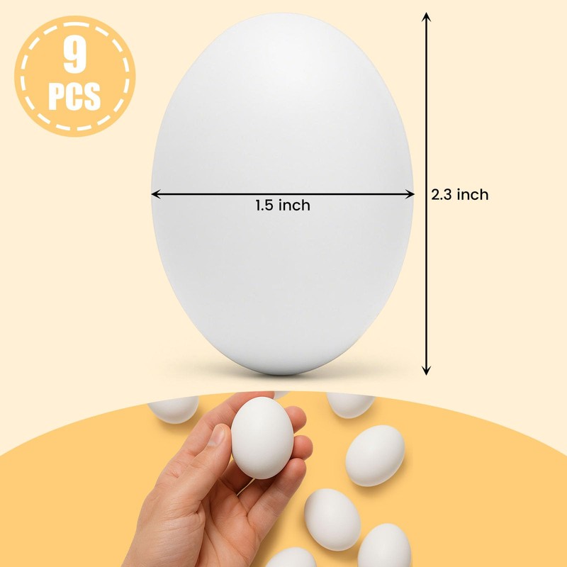 SallyFashion Wooden Fake Eggs for Nesting Boxes, 9 PCS White