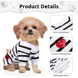 Pet Dog Striped T-Shirt Dogs Cats Vest Spring Summer Pet Apparel Tee Shirt Suitable for Small and Medium Large Pets (White, M)