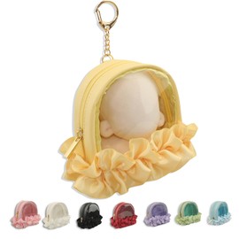 YOKUMA Plush Storage, Plush Pouch, Sewn Pouch, Pushing Bag, Push Up Product, Mini, Doll Storage, Pain Bag, Small, Clear Pouch, Transparent Pouch, Clear Bag, Carrying, yellow