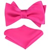 Alizeal Mens 2pcs Solid Self-tied Bow Tie and Pocket Square