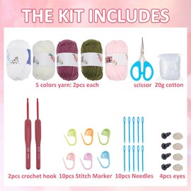 WEBEEDY Bunny Crochet Blanket Kit for Beginners,Lovely Rabbit Crochet Set Include Yarn,Video Tutorials and Crochet Hook for Adults,Animal Blanket Crochet Starter Kit for Knitting Christmas Decor Gifts