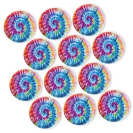 Strong Refrigerator Magnet Fridge Sticker, Tie - Dye Design in Rainbow - Like Spiral 12Pcs Beautiful Photo Decorative Magnet Set, Small Round Crystal Glass Craftwork for Refrigerator Decor