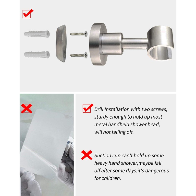 PHASAT Handheld Shower Head Holder Adjustable 304 Stainless Steel Handheld