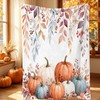 Fall Throw Blanket Soft Cozy Autumn Leaves Pumpkin Blankets and