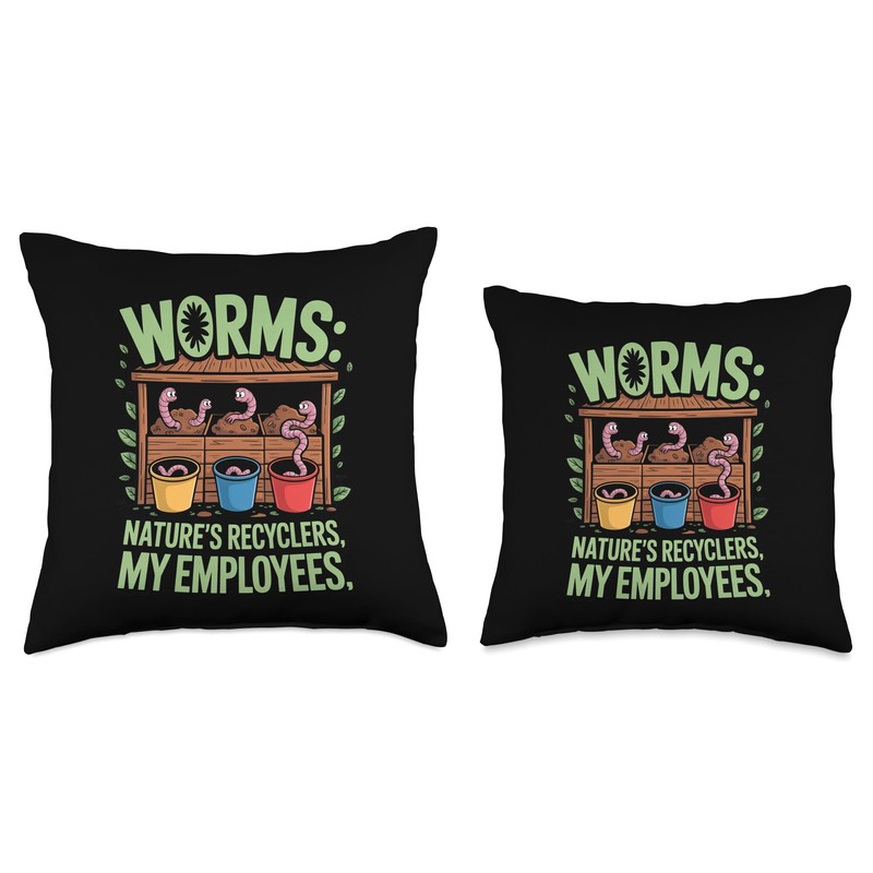 Worm Composter for Eco-Friendly Garden Composting Throw Pillow