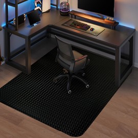 Vicwe Gaming Chair Mat for Hardwood Floor, 60"×46" Large Office Chair Mat, PVC Computer Chair Mats, Easy Glide, Floor Protector for Rolling Chair-Black