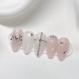 [Handmade Nail Tips] Muted Pink Nail Tips - Petit Coffin / [수제네일팁] 뮤트핑크 네일팁 - 쁘띠코핀