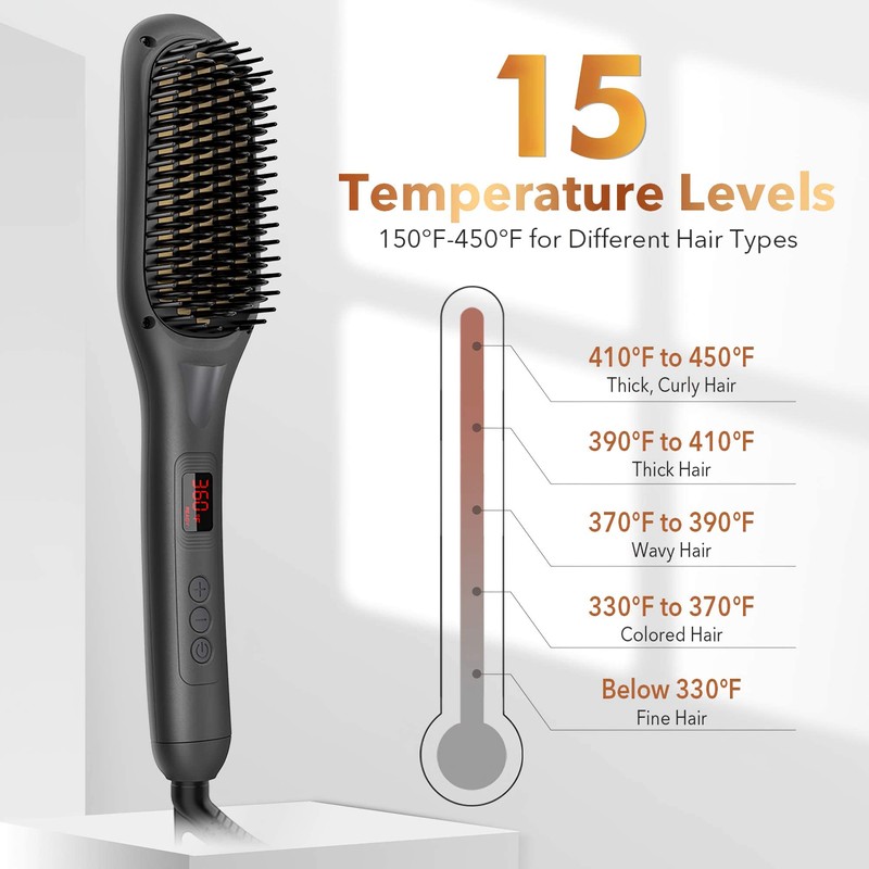 Hair Straightener Brush, Ionic Hair Straightener Comb for Home Salon,
