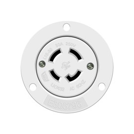 ENERLITES NEMA L15-30 Flanged Outlet, Locking Plug Charger Receptacle, 30 Amp, 250 Volt, 3 Pole, 4 Wire Grounding, Industrial Grade, 66804-W, White