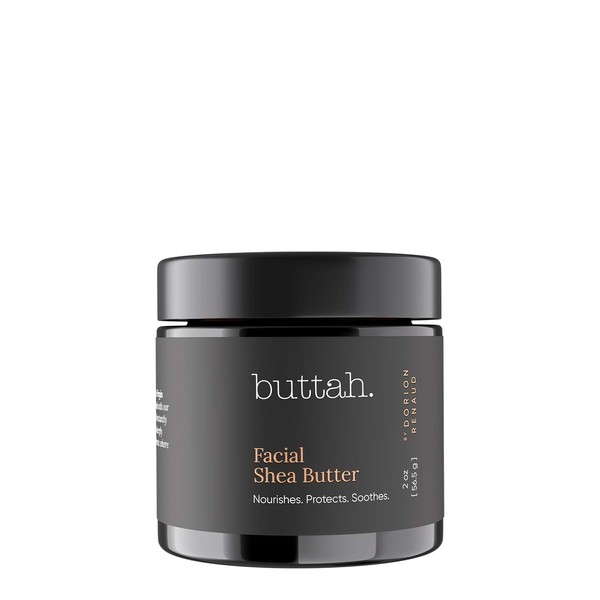 Buttah Skin by Dorion Renaud Facial Shea Butter 2oz - 100% All Natural & Organic Solid Pure Whipped Virgin Raw African Shea Butter - Best Face Moisturizer for Melanin Rich Skin - Black Owned Skincare