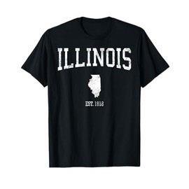 Illinois T-Shirt Vintage Sports Design IL T-Shirt